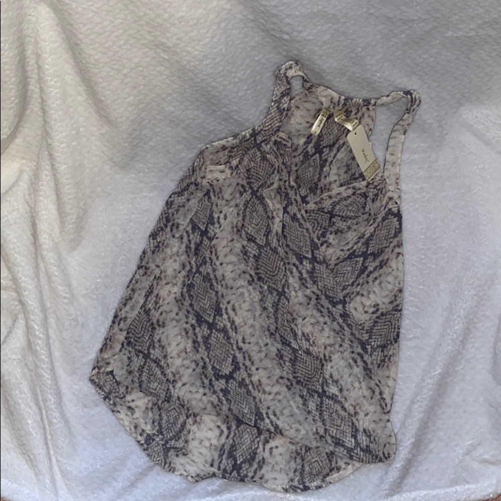 Snake print sleeveless top.